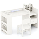 White art desk, chair and cubby organiser without styling accessories