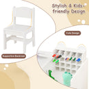White chair back and rounded cubby-organiser detail