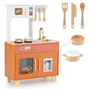 Wooden Play Kitchen with Microwave and Toy Ice Dispenser, Orange, product view 3