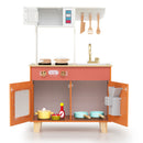 Wooden Play Kitchen with Microwave and Toy Ice Dispenser, Orange, product view 6