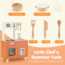 Wooden Play Kitchen with Microwave and Toy Ice Dispenser, Orange, product view 12