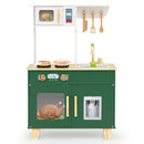 Wooden Play Kitchen with Microwave and Toy Ice Dispenser, Green, product view 2