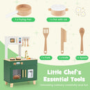 Wooden Play Kitchen with Microwave and Toy Ice Dispenser, Green, product view 12