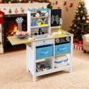 White doctor play centre with toy accessories arranged in a decorated room