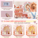Pink mirror lighting showing three AA battery slots, control button and three colour settings