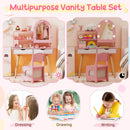 Pink vanity illustrated for dressing-up, drawing and writing