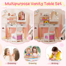 White vanity illustrated for dressing-up, drawing and writing