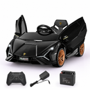 Black electric sports ride-on car with remote and charger