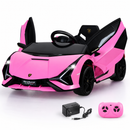 Pink electric sports ride-on car with remote and charger