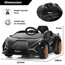 Black electric sports car dimensions: 108 x 63.5 x 41 cm