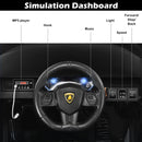 Black electric sports car steering wheel and controls