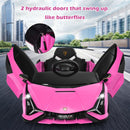 Pink electric sports car with opening doors