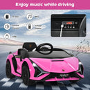 Pink electric sports car music and audio inputs
