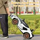 White electric sports car rear transport wheels