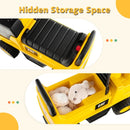Yellow foot-to-floor ride-on excavator - feature and configuration view