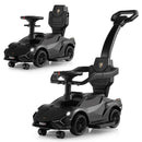 Black Lamborghini 3-in-1 push car with removable parent handle and guardrails