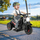 Black kids bubble motorcycle with flame-pattern panels