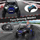 UTV parent remote control and child steering-wheel driving controls