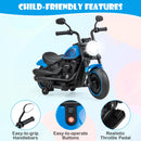 Blue motorcycle handlebars, dashboard buttons and foot-pedal controls