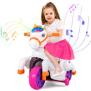 Orange pony handlebar and foot-pedal riding view