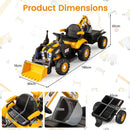 Tractor, seat, shovel, digger and trailer dimensions