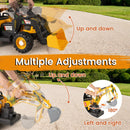 Manually operated front shovel and rear digging arm