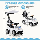 White toddler toy push car dimensions: 97 × 40 × 90 cm, 25 cm seat height and 25 kg limit