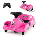 Pink electric go-kart with parent remote and detachable mop