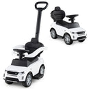 White 3-in-1 toddler push car in parent-push and compact ride-on configurations