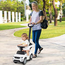 White toddler toy push car shown with an adult using the parent handle