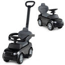 Black 3-in-1 toddler push car in parent-push and compact ride-on configurations