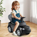 Black toddler ride-on toy car shown in seated foot-to-floor play