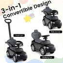 Toddler toy car in parent-push, ride-on and walk-behind configurations