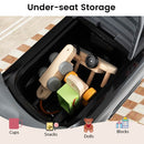 Toddler push car under-seat storage compartment with illustrative toys