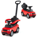 Red 3-in-1 toddler push car in parent-push and compact ride-on configurations