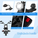 White motorcycle headlight, backrest, handlebars, charging connection and pedal