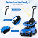 Toddler push car with removable parent handle, guardrails and footrests