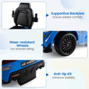 Toddler push car backrest, wheels and rear support detail