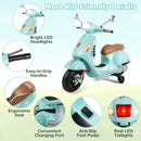 Green scooter lights, seat, foot pedal and charging port