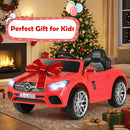 Red Mercedes-Benz SL500 ride-on with decorative gift scene