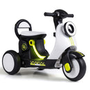 White three-wheel ride-on motorcycle with light-up deck