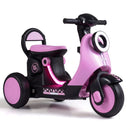 Pink three-wheel ride-on motorcycle with light-up deck