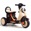 Khaki three-wheel ride-on motorcycle with light-up deck