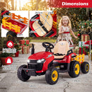 Tractor, seat, backrest and trailer dimensions with rider limits