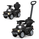 Black toy push car shown in two configurations; one car included