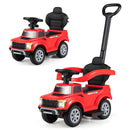 Red toy push car shown in two configurations; one car included
