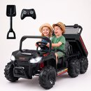 24V 2-Seater Ride on Dump Truck with Electric Dump Bed and Music Lights for Kids in Black