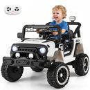 Black-and-white ride-on truck with parent remote