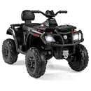 Black quad bike front three-quarter view