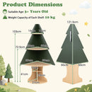 Tree Corner Bookshelf with Five Storage Levels – metric dimensions and shelf capacities